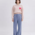 Knit Denim-Like Wool Bootcut Pants Sora