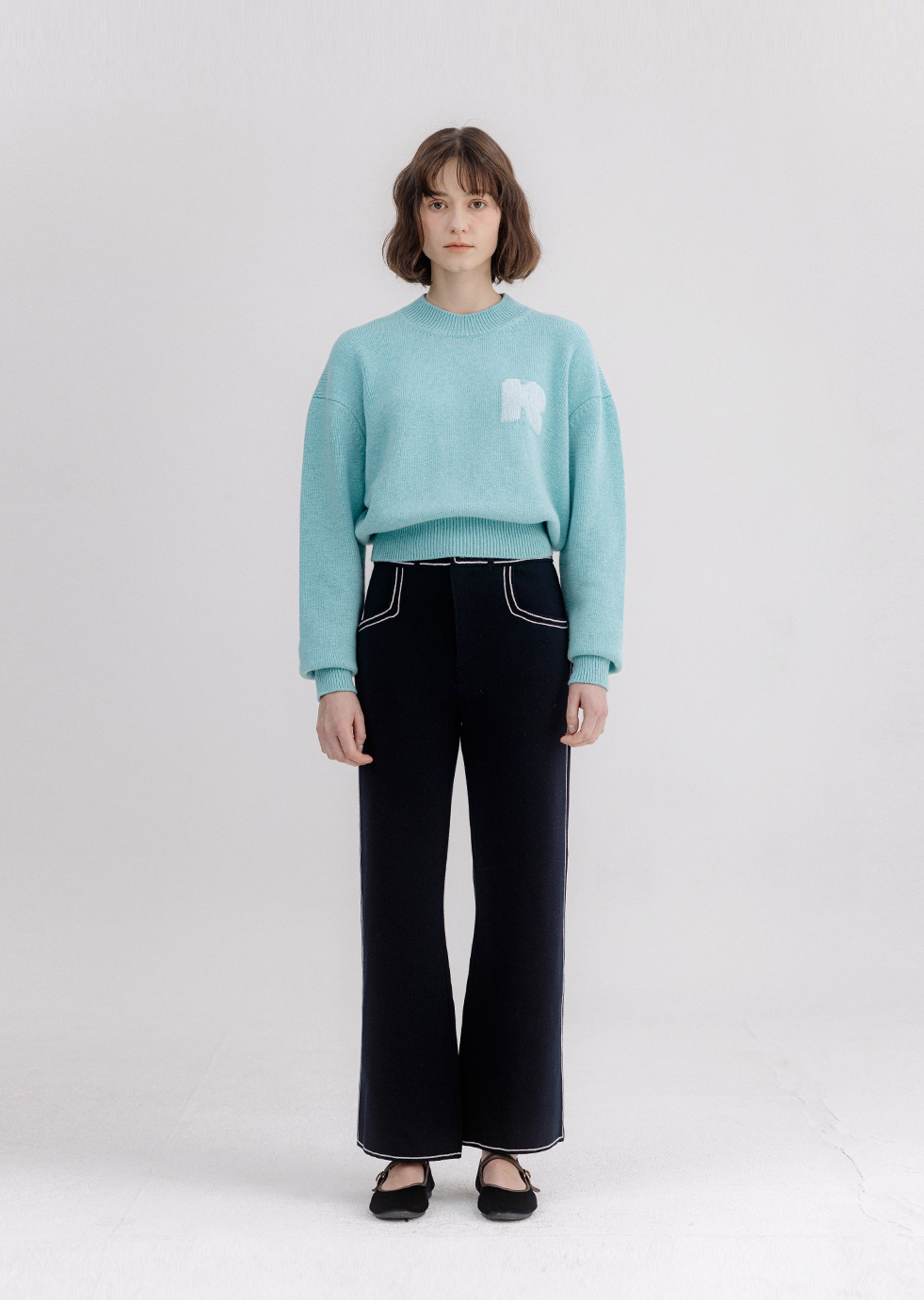 Knit Denim-Like Pants